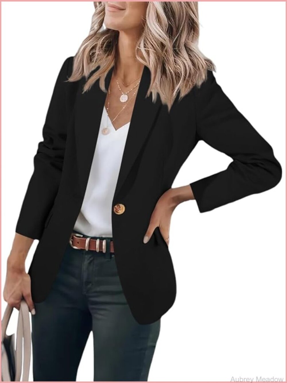 Classic Black Single-Button Tailored Blazer - Women's
